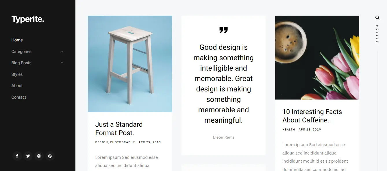Typerite HTML5 Masonry Blog Template
