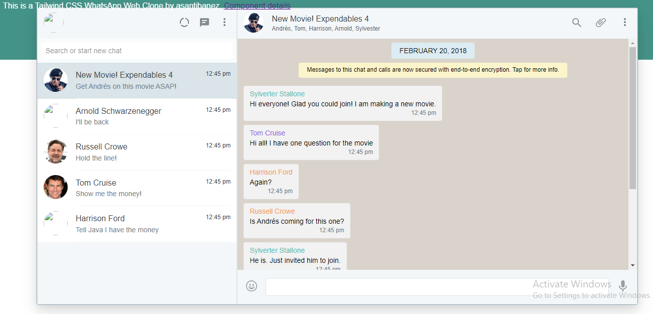 7+ tailwind chat ui with source code - whatsapp web clone