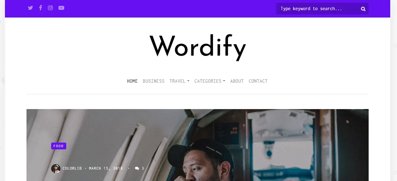 Wordify personal blog website template