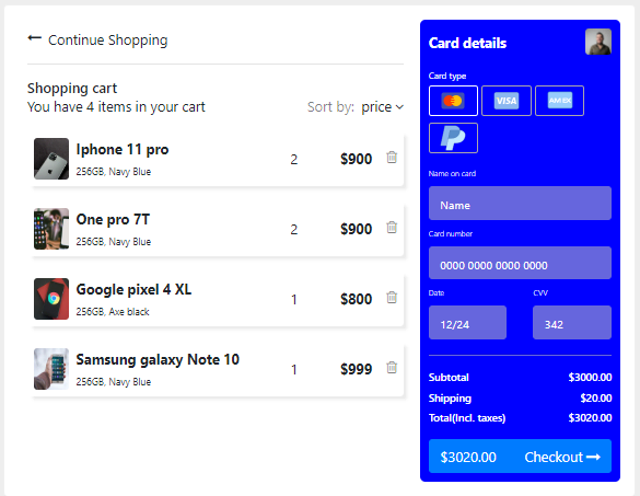 bootstrap 4 shopping cart 1