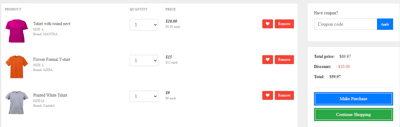 bootstrap 4 simple ecommerce shopping cart