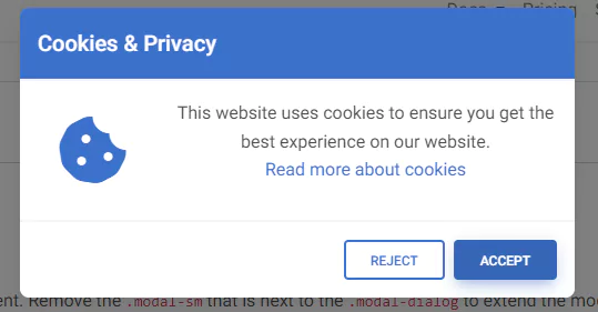 bootstrap 5 cookie consent banner with icon
