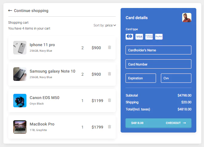 basic shopping cart template
