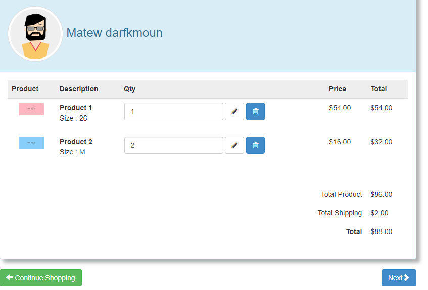 bootstrap shopping cart 2