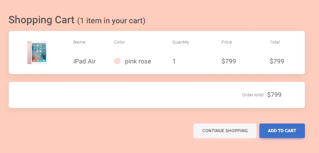 shopping cart review page
