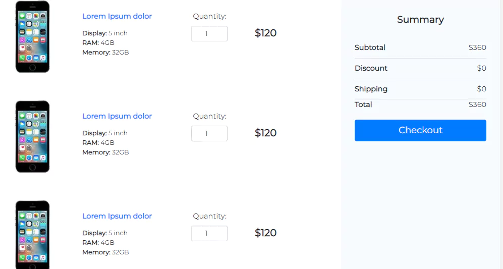 bootstrap shopping cart