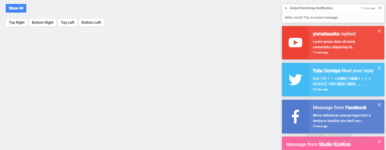 bootstrap toast notifications