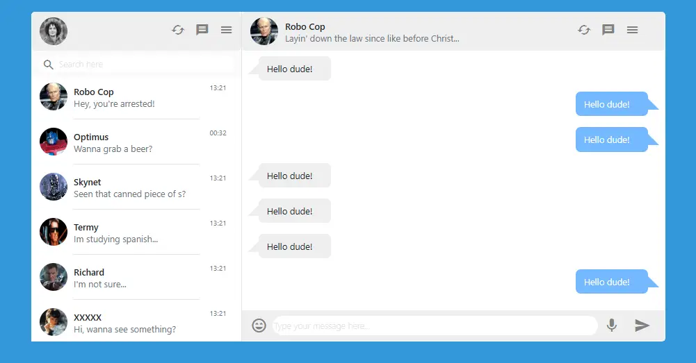 WhatsApp Inspired Bootstrap Chat UI Direct Messaging App