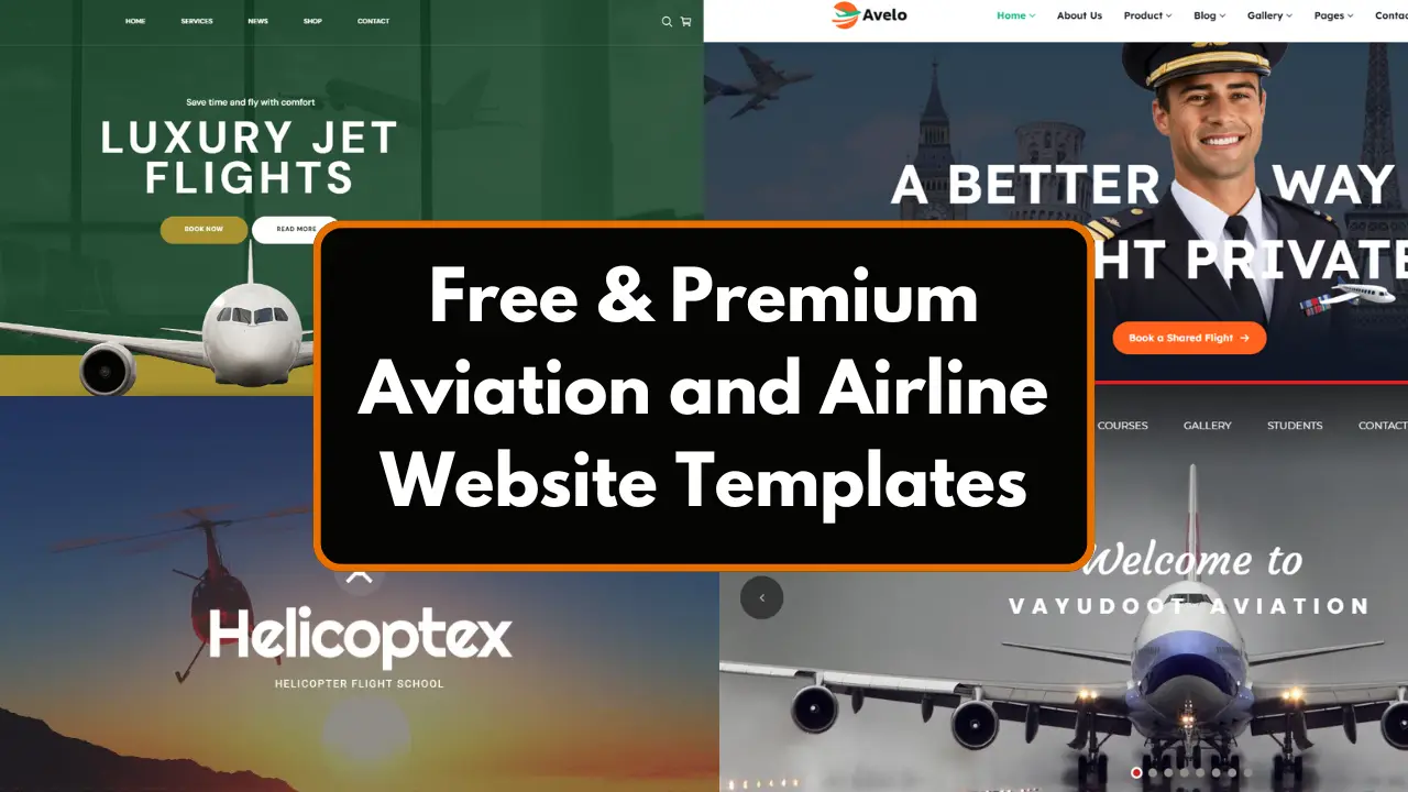 10+ Free & Premium Airline and Aviation Website Templates