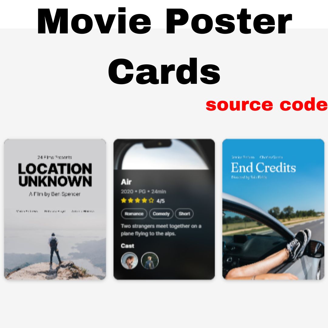 Collection of 100 HTML and CSS Mini Projects for Beginners with Source Code - Movie Poster Cards