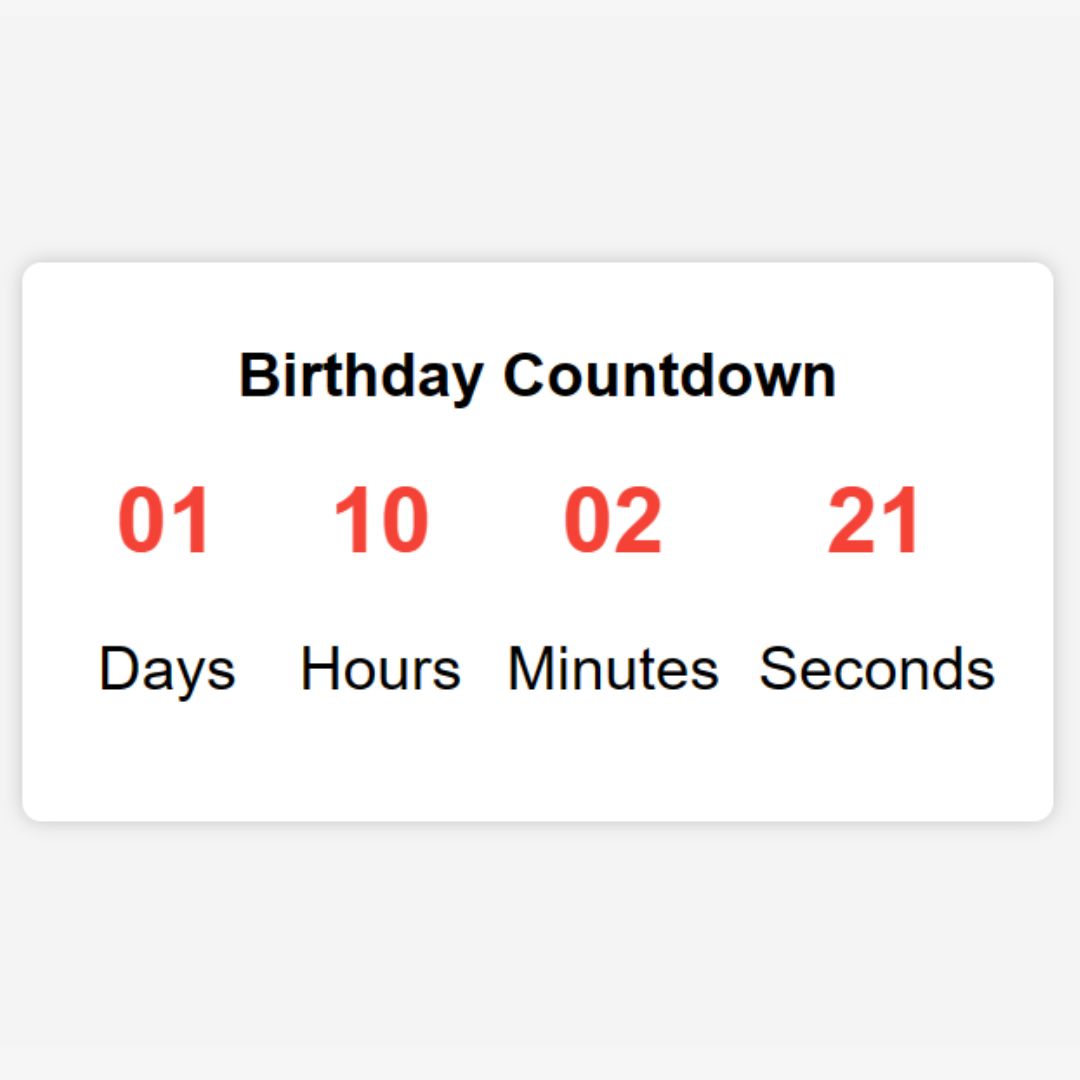Create a Birthday Countdown | HTML, CSS, JavaScript Tutorial