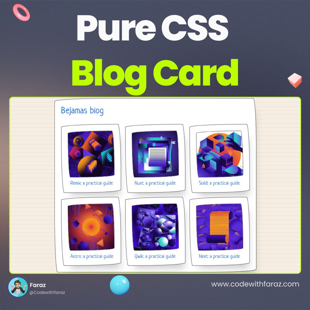 Collection of 100 HTML and CSS Mini Projects for Beginners with Source Code - Blog Card