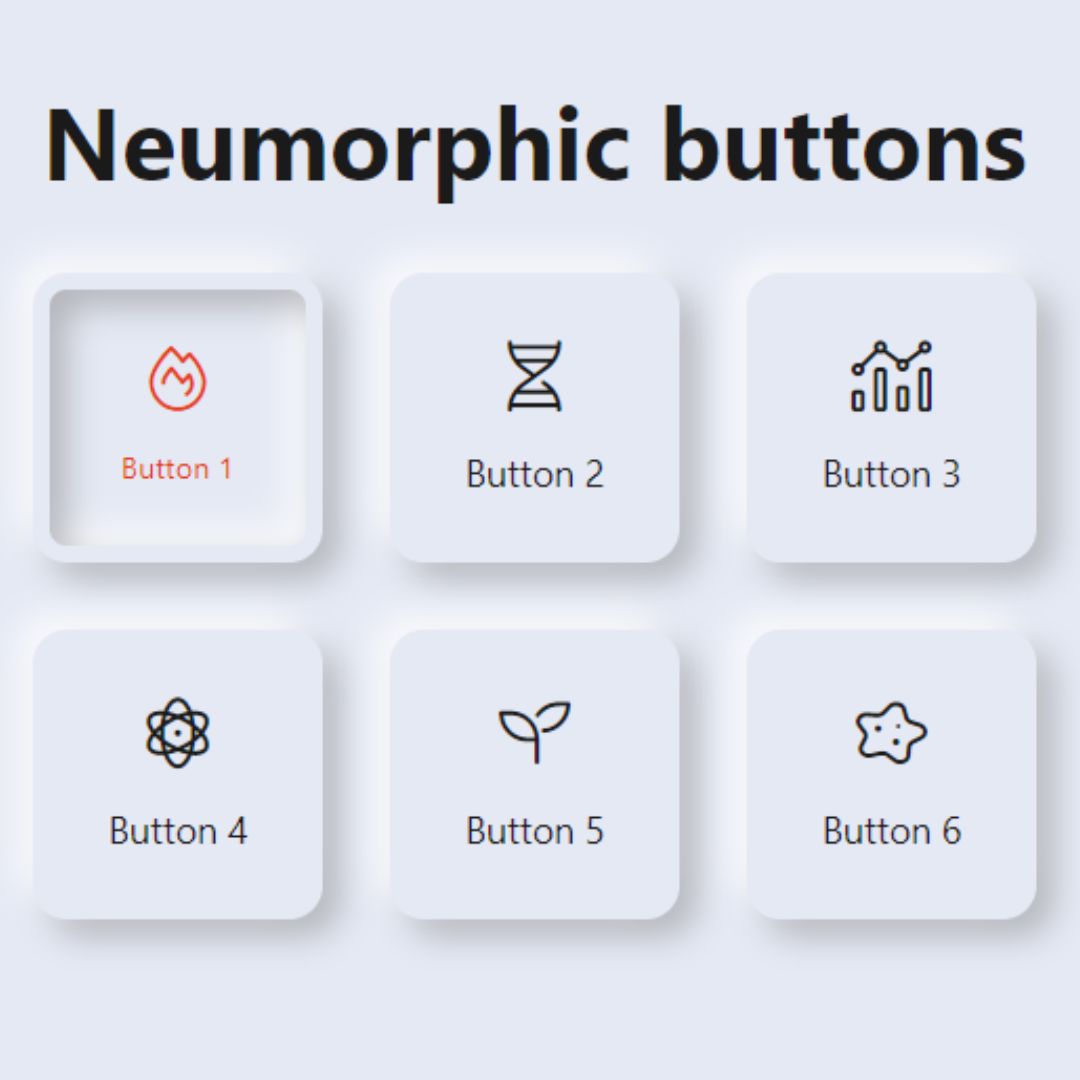 Collection of 100 HTML and CSS Mini Projects for Beginners with Source Code - Neumorphic Buttons