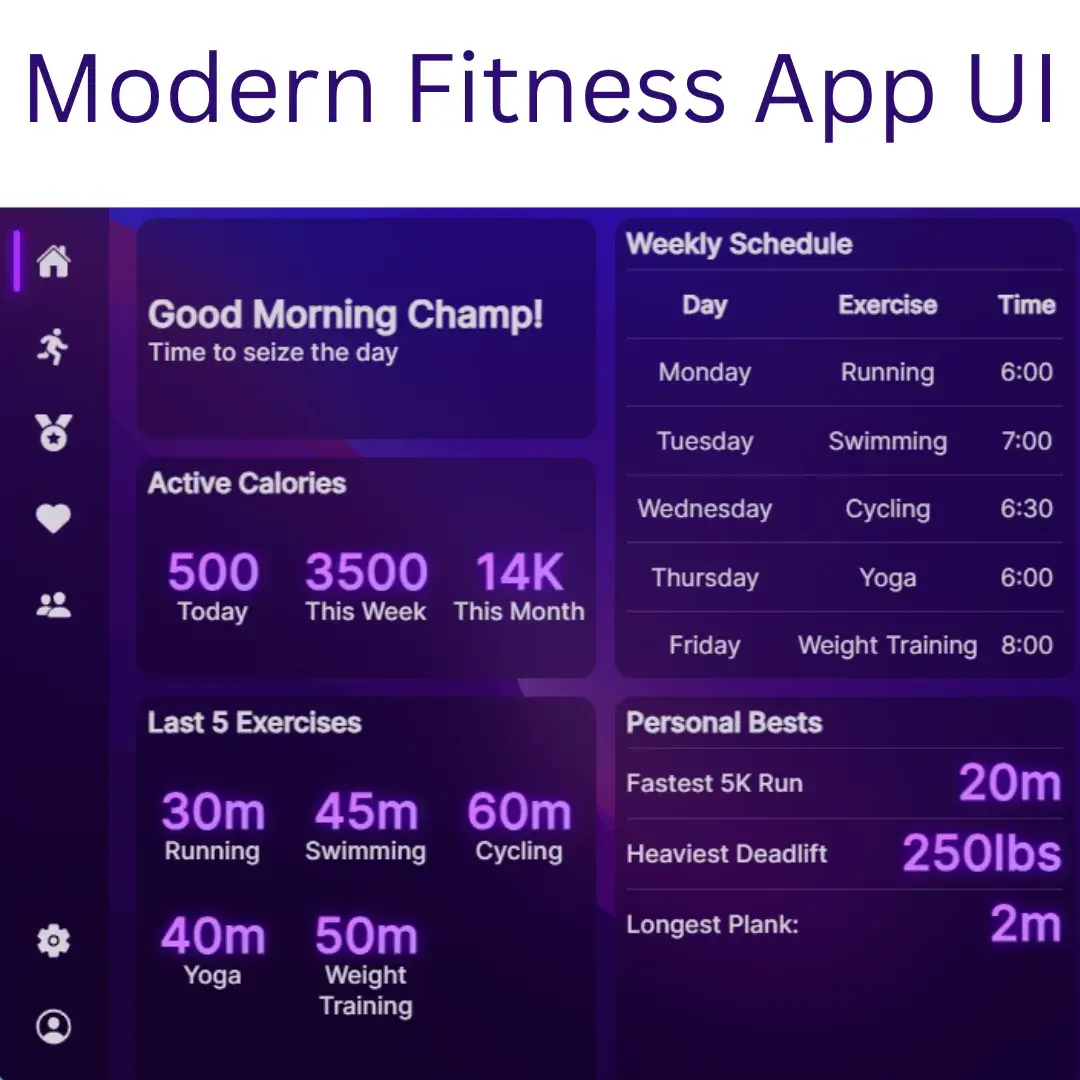Designing a Modern Fitness App Interface with HTML and CSS (Source Code)