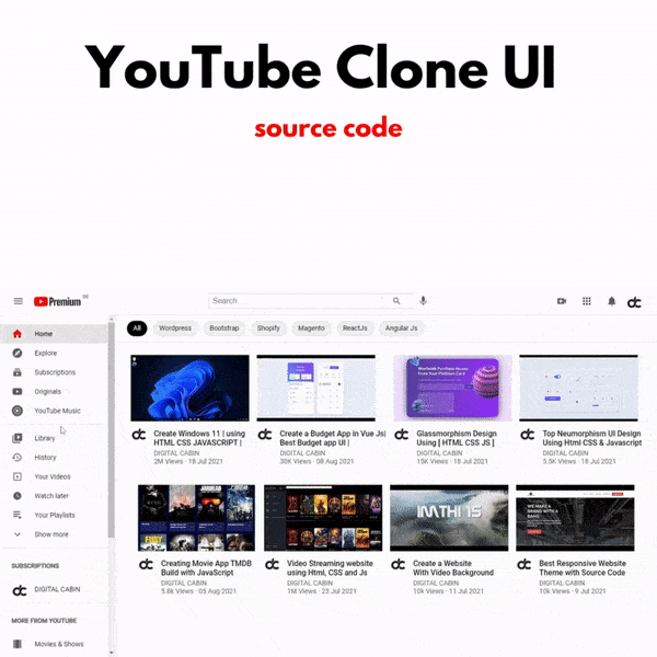 Create a YouTube Clone UI with HTML and CSS (Source code)