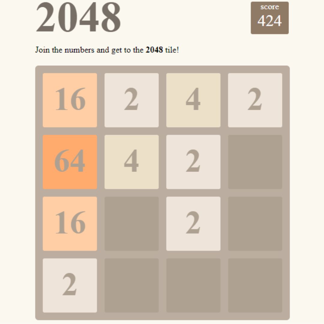 20+ JavaScript Games with Source Code for Beginners - 2048 Game