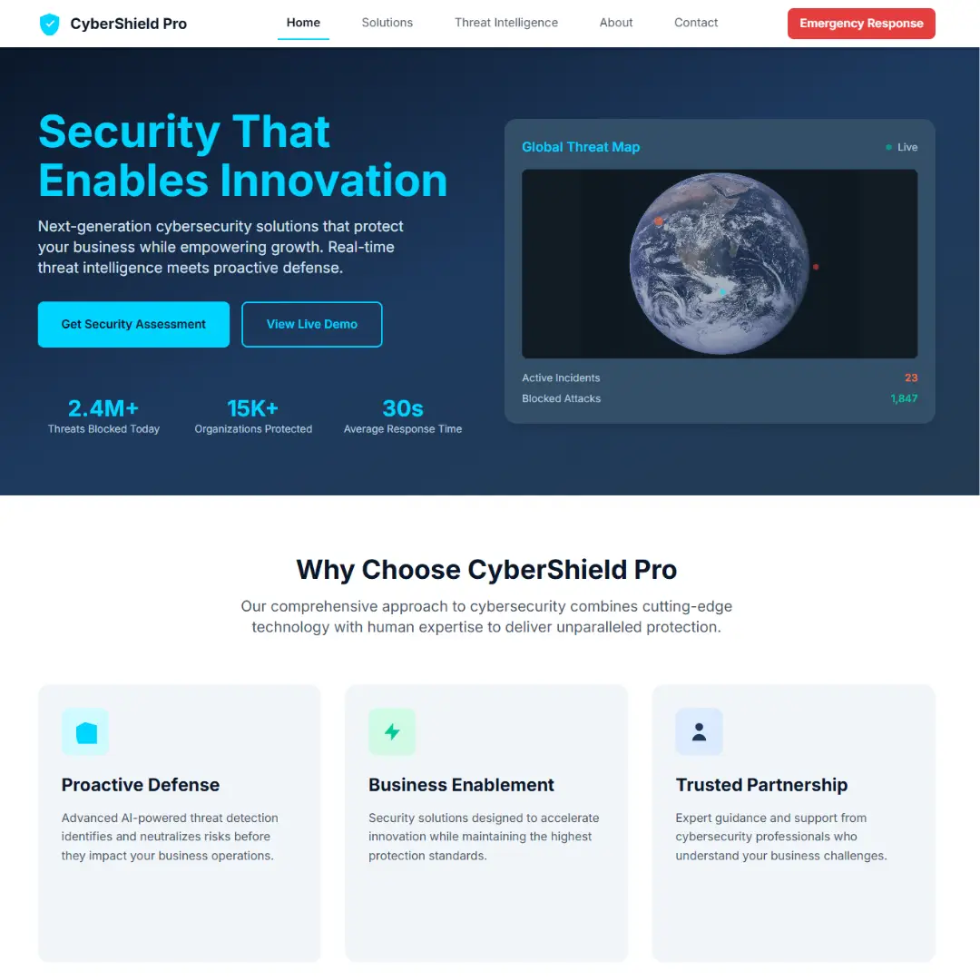 Cyber Security Website Template using HTML and CSS