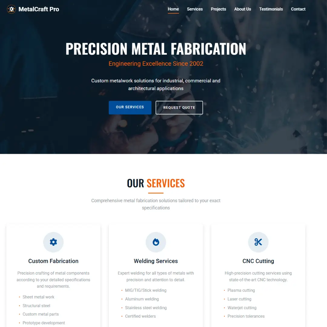 Create Your Metal Fab Website Template (HTML CSS JS)