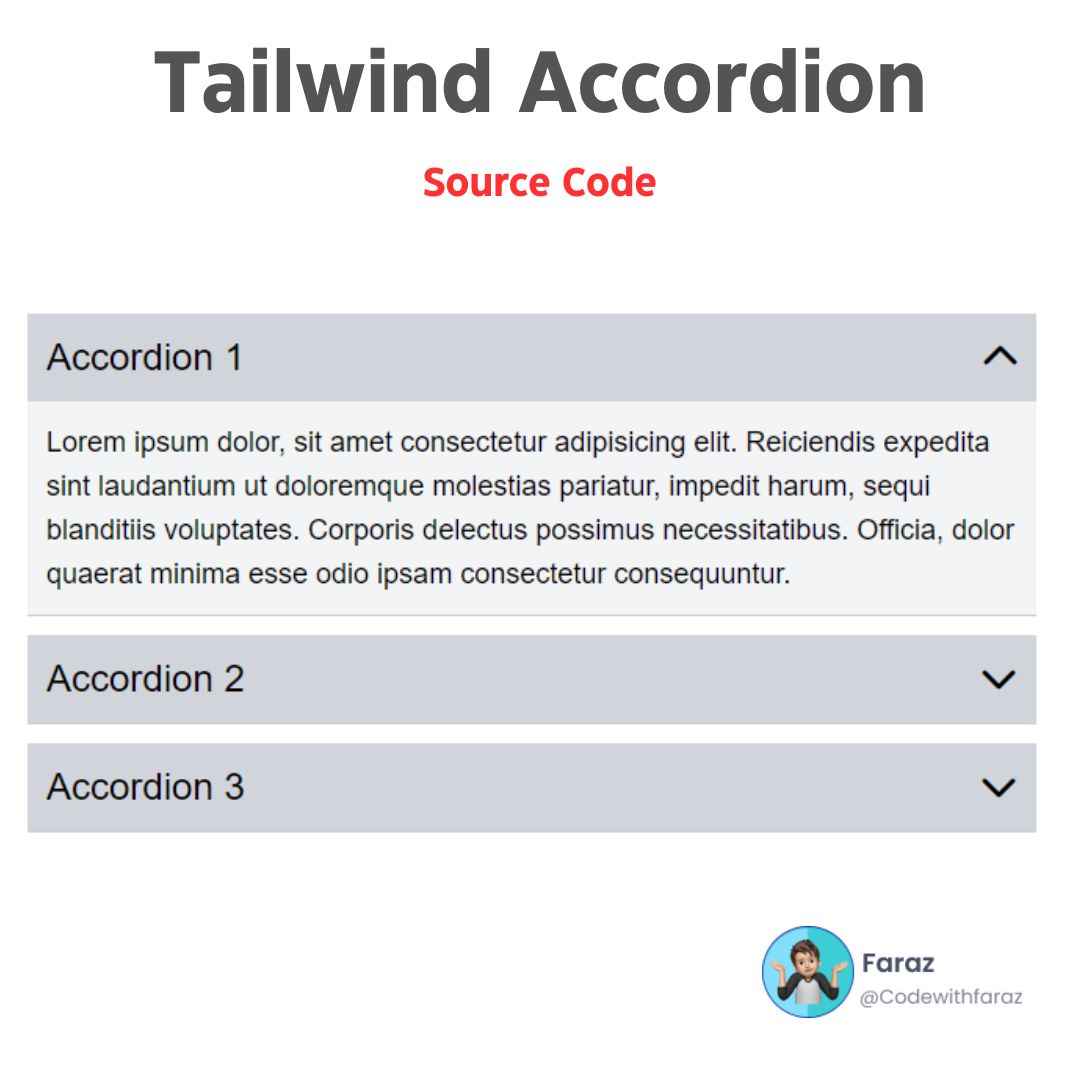 Collection of 100 HTML and CSS Mini Projects for Beginners with Source Code - Tailwind CSS Accordion
