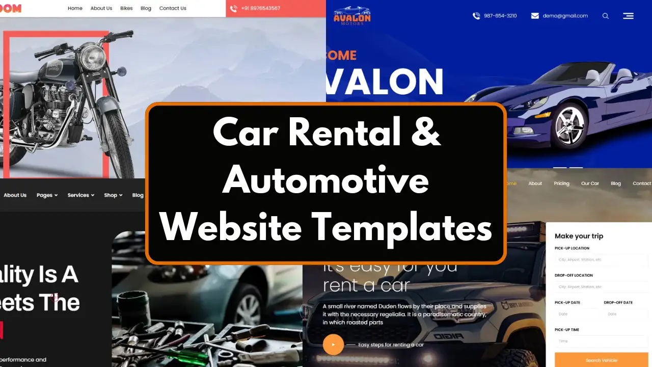 Free Collection of 25+ Car Rental and Automotive Website Templates
