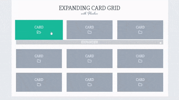 Responsive Expanding Card Grid with HTML, CSS, and JavaScript