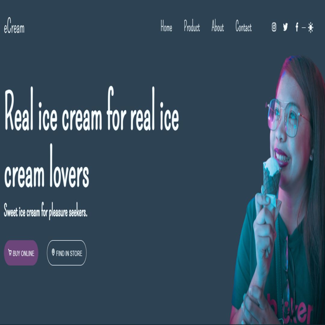 50 HTML, CSS, and JavaScript Projects with Source Code for Beginners - Ice Cream Shop Landing Page