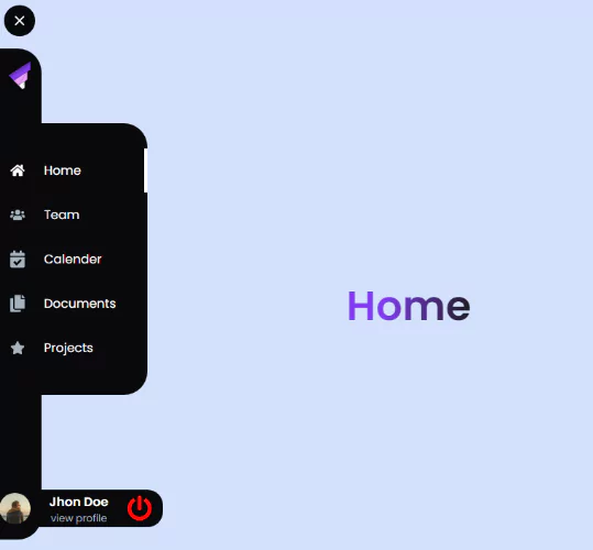 25 reactjs projects for beginners - sidebar navigation menu