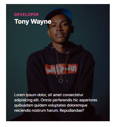 card darkened background with content on hover