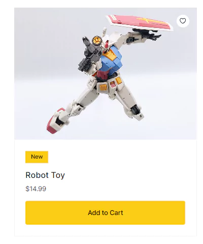 tailwind product card contained sections with wishlist