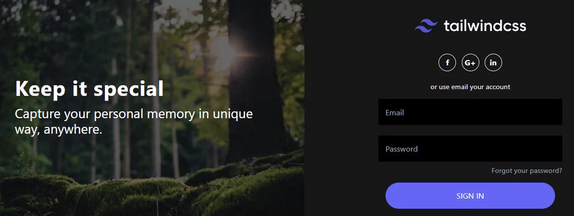 form component - responsive login, register, sign up form with image