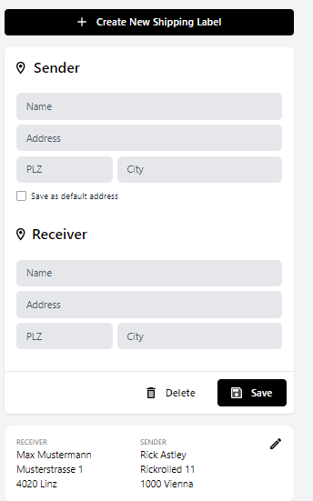 form component - shipping label address form
