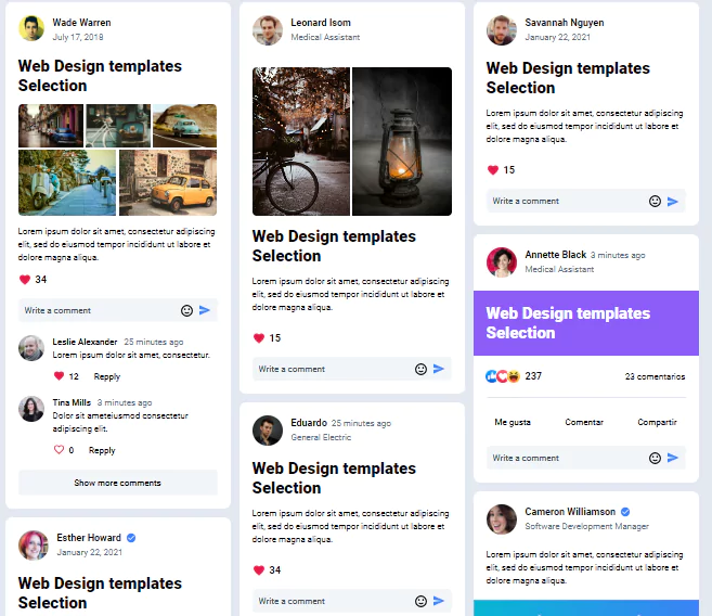 social cards with tailwind css