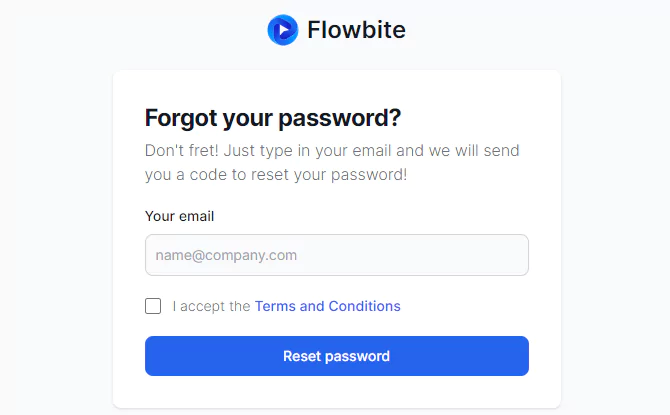 form component - tailwind account recovery form