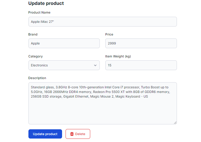 form component - crud update form