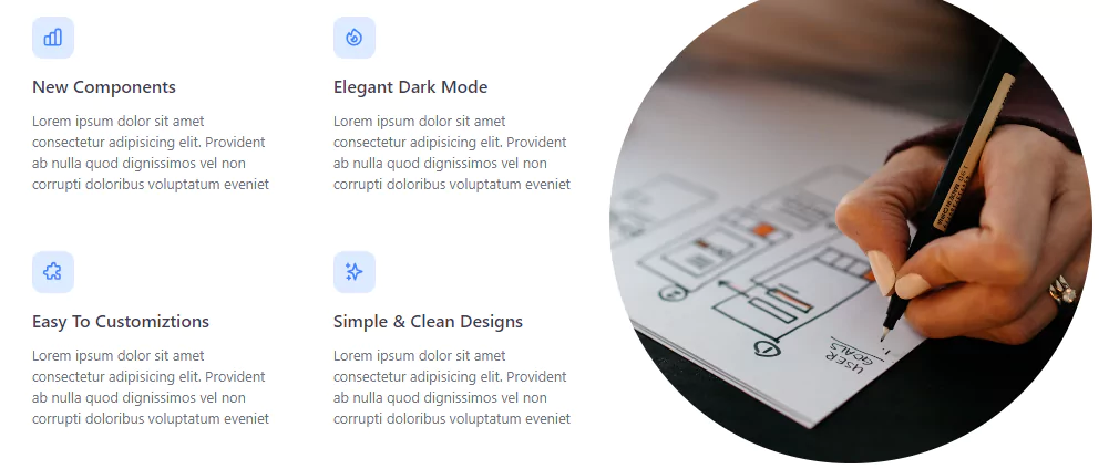 feature grid list with image