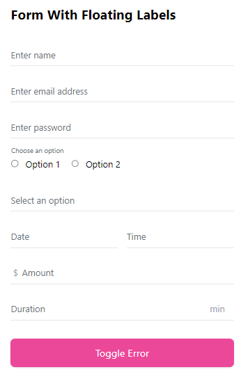 form component - floating form labels