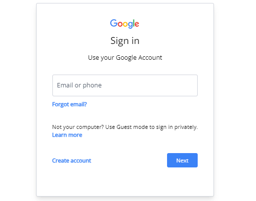 google login page