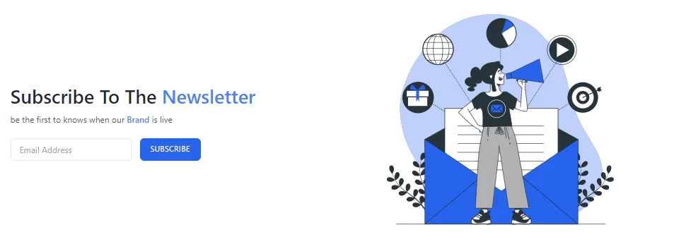 tailwind hero with newsletter form