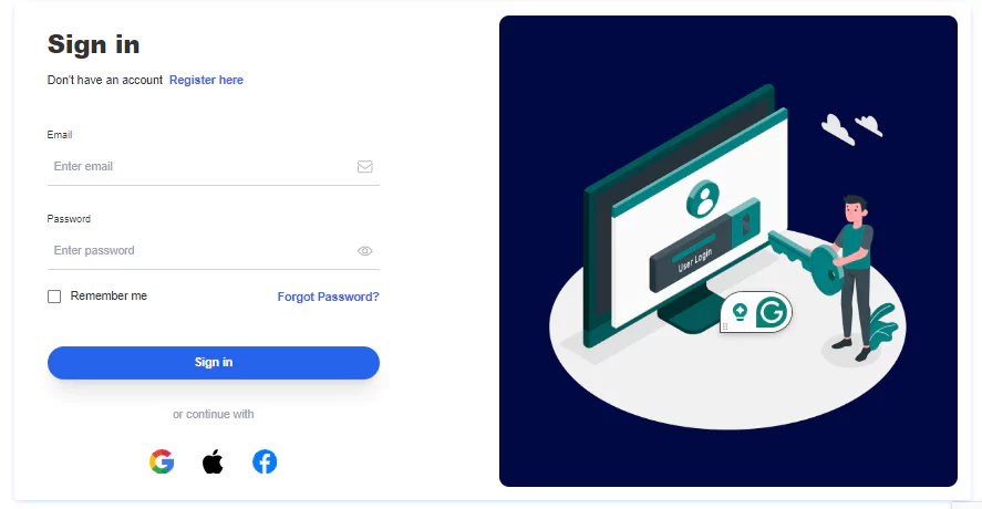 login page template