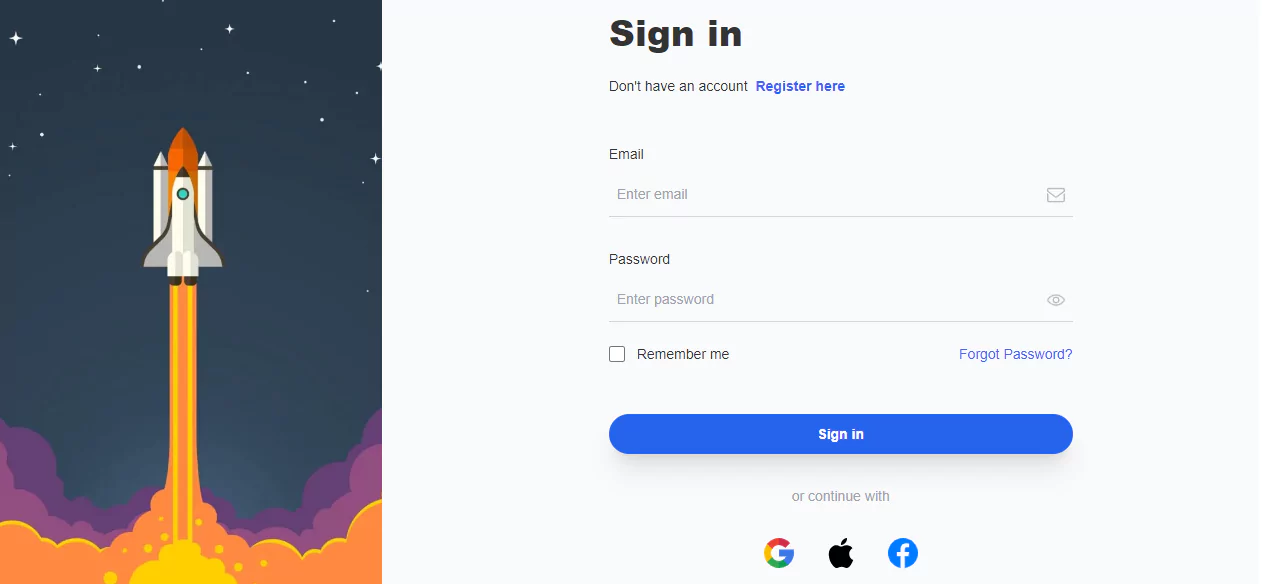 modern login page