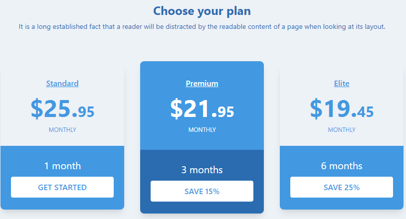 plan pricing table