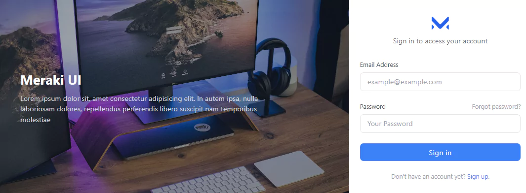 sign in page with image