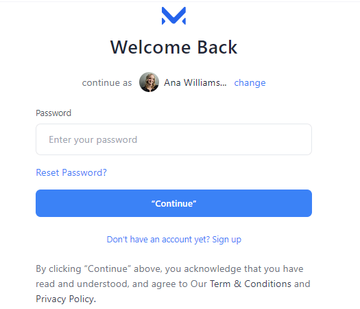 sign in page with select user