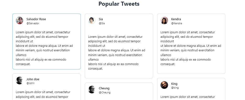 tweets showcase grid