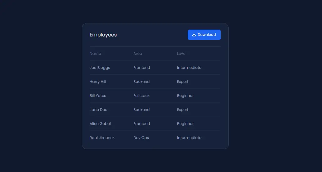 Preview of Draggable Table with Interactive Columns