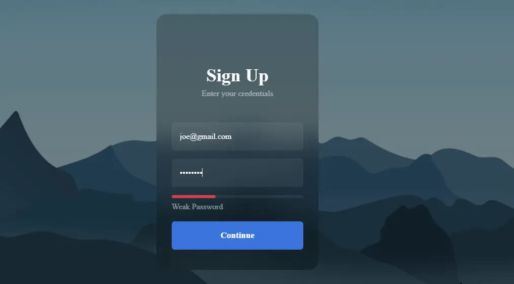Preview of Password Strength Signup Form