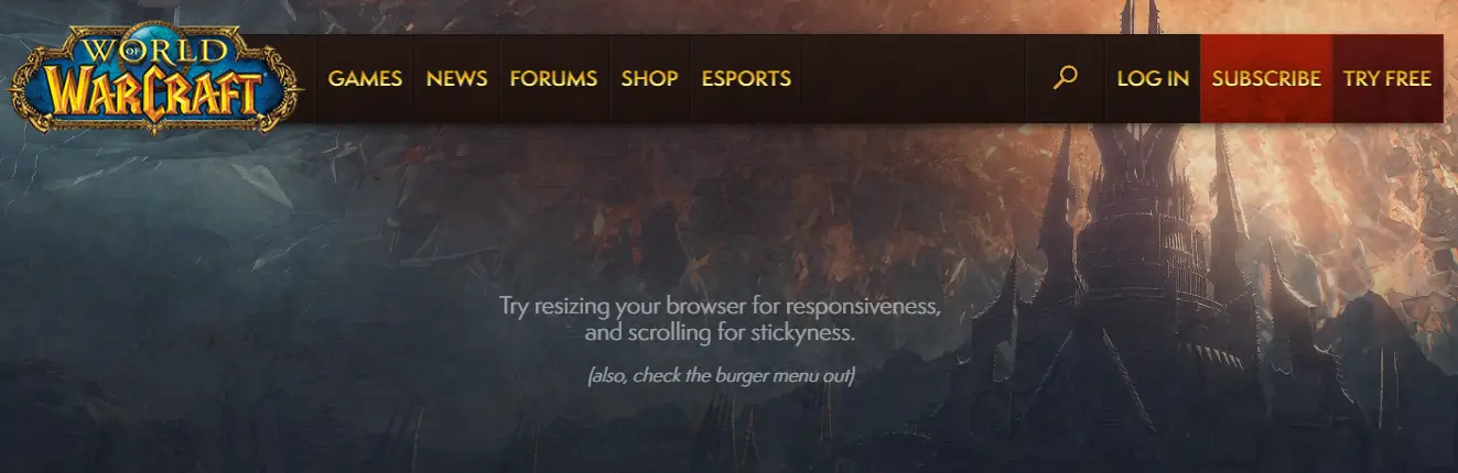Preview of World of Warcraft Navigation Clone