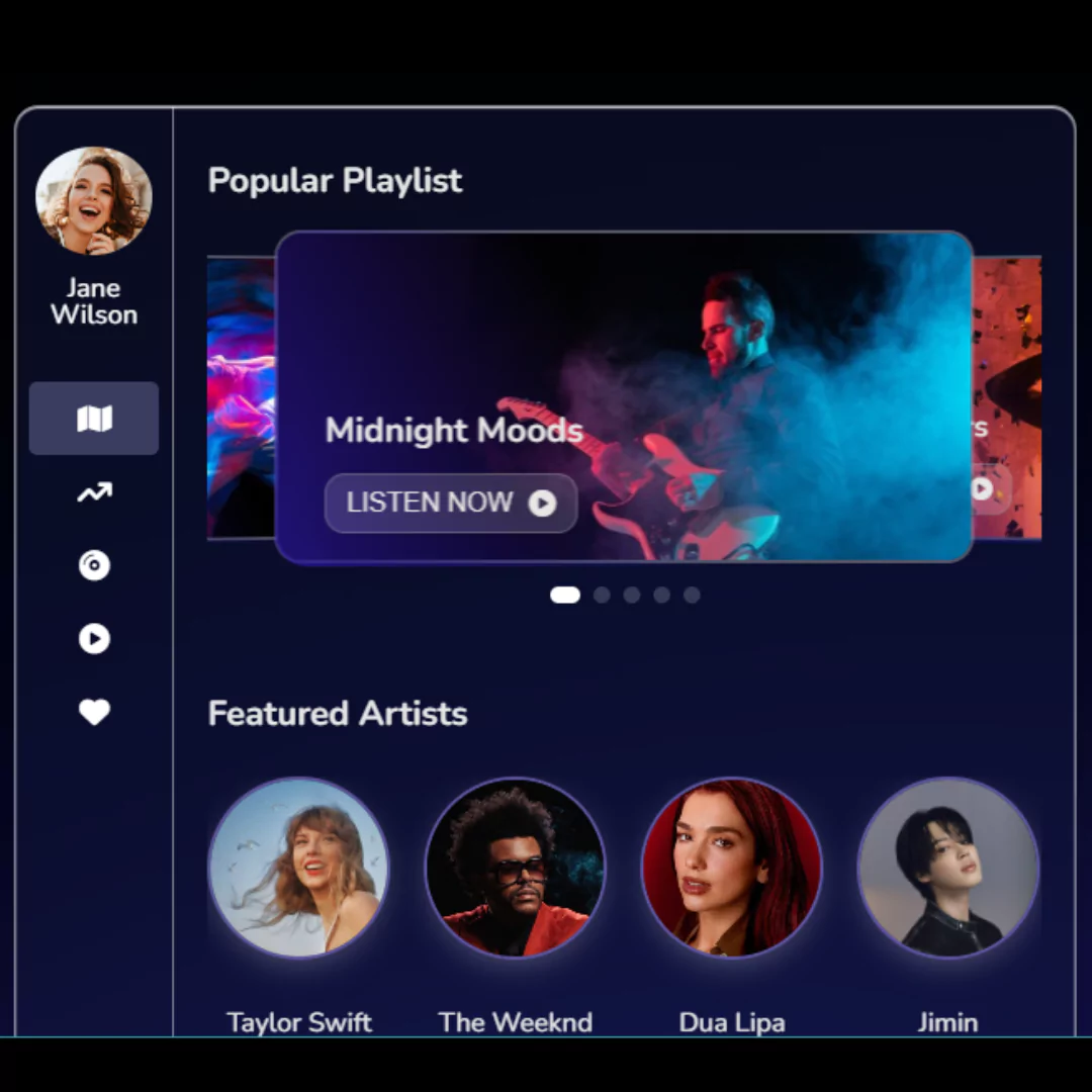 Create a Dashboard with Sliders and Music Player using HTML, CSS, and JavaScript